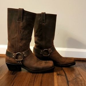 Womens size 9 Frye Saddle Buckle boots brown leather